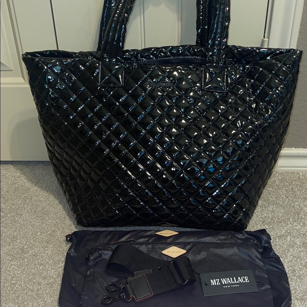MZ Wallace Large Metro Tote Deluxe NEW in Black Lacquer